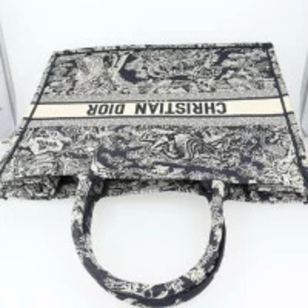Christian Dior Book Tote Dark Navy Blue Ivory White Bag h - Picture 5 of 13